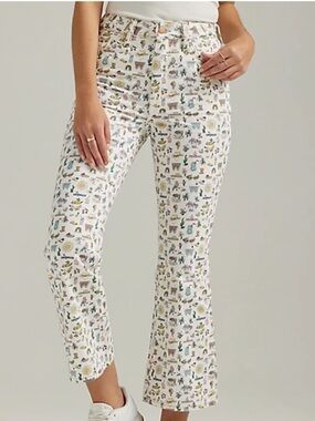 Wrangler 26 Jeans 672 High Rise Kick Flare Lifes Lemons Wrock Western Cactus NWT